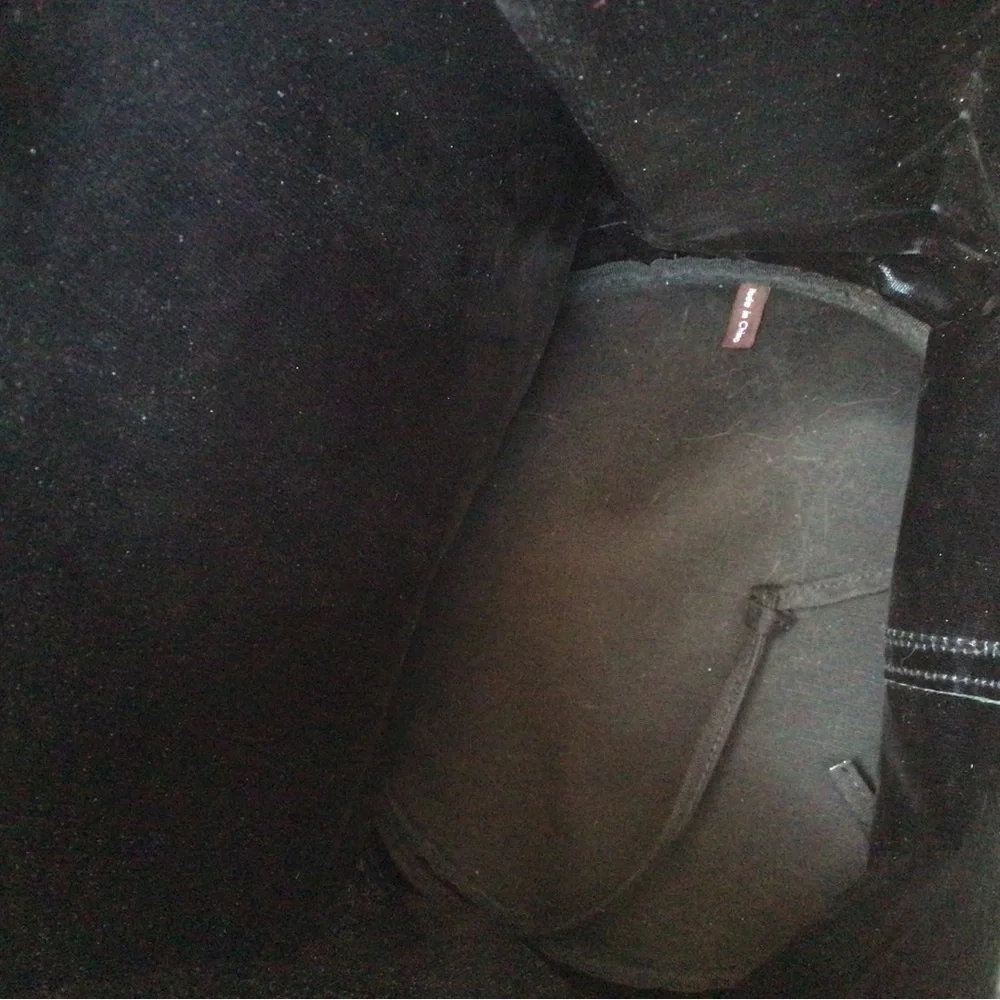 Henri Bendel Black/Tan Canvas Drawstring Bucket Bag
